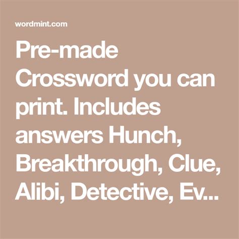 The <b>crossword</b> <b>clue</b> "__ <b>Alibi</b>": Selleck film with 3 letters was last seen on the January 01, 2010. . Trouble with an alibi crossword clue